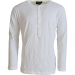 Dsquared² White Cotton Linen Long Sleeves Pullover Sweater Dsquared² Gray