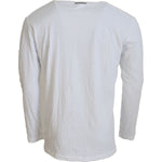 Dsquared² White Cotton Linen Long Sleeves Pullover Sweater Dsquared² Gray