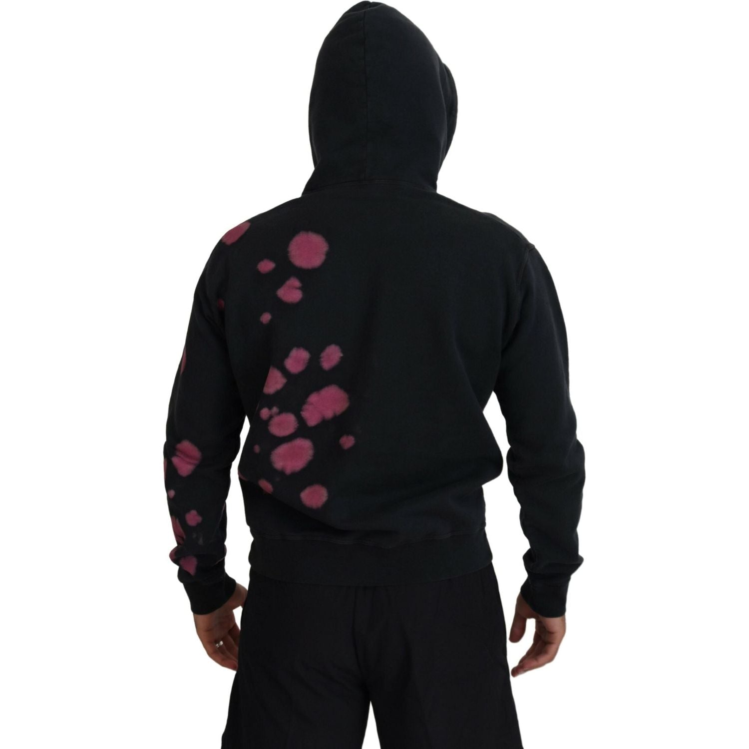 سترة بغطاء رأس من القطن المصبوغ باللون الأسود من Dsquared²