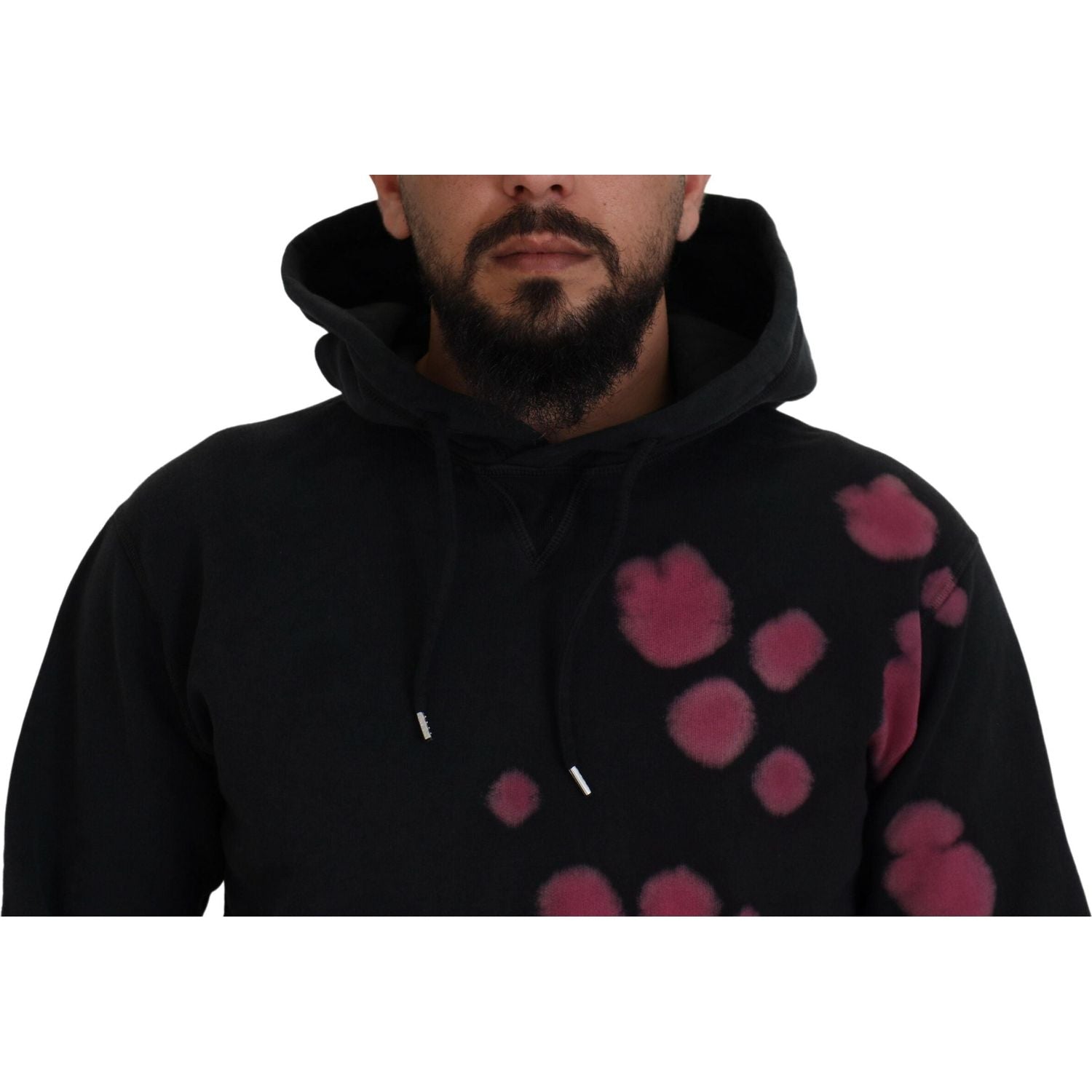 سترة بغطاء رأس من القطن المصبوغ باللون الأسود من Dsquared²