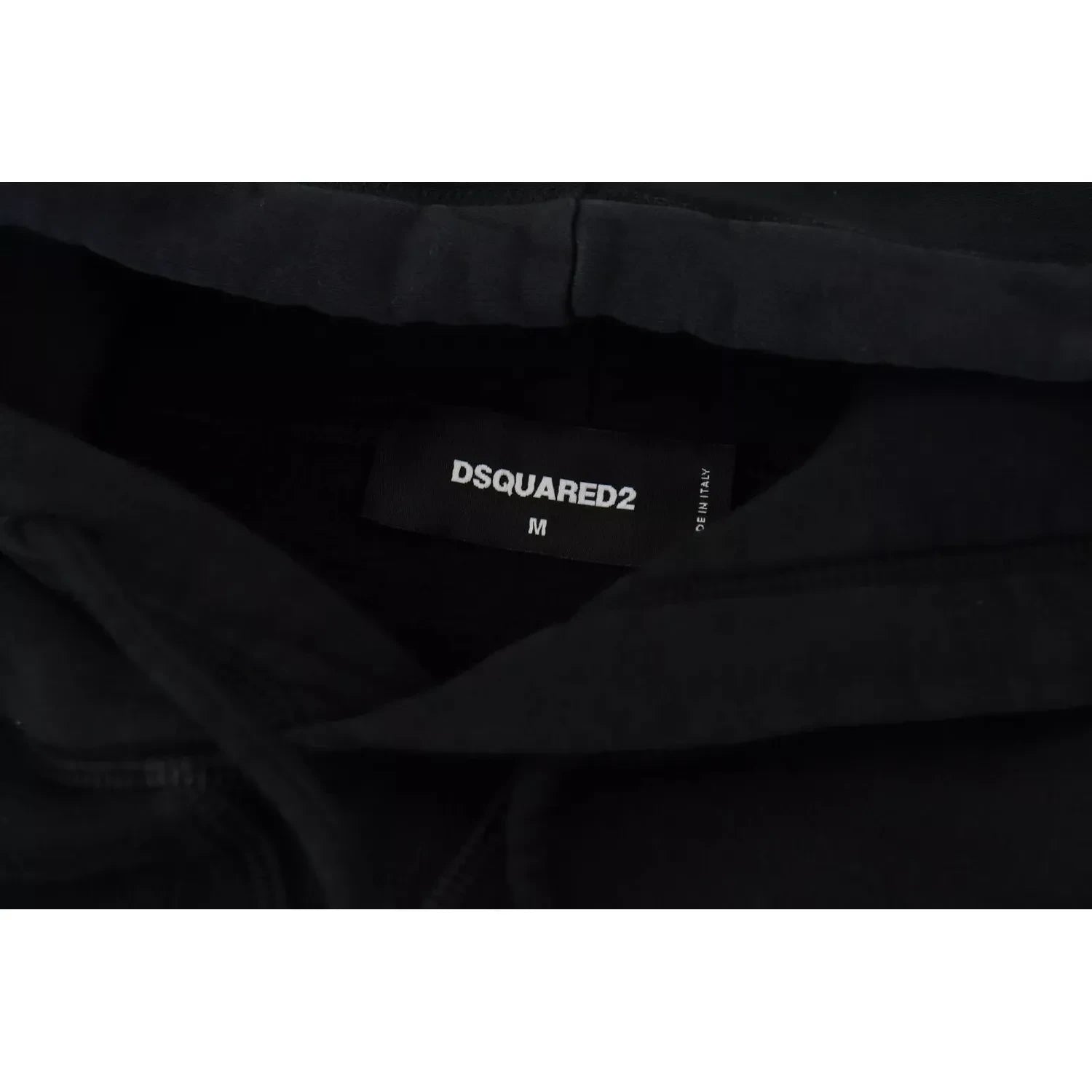 سترة بغطاء رأس من القطن المصبوغ باللون الأسود من Dsquared²