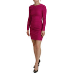Dsquared² Fuchsia Viscose Long Sleeves Ruched Mini Dress Dsquared² Brown