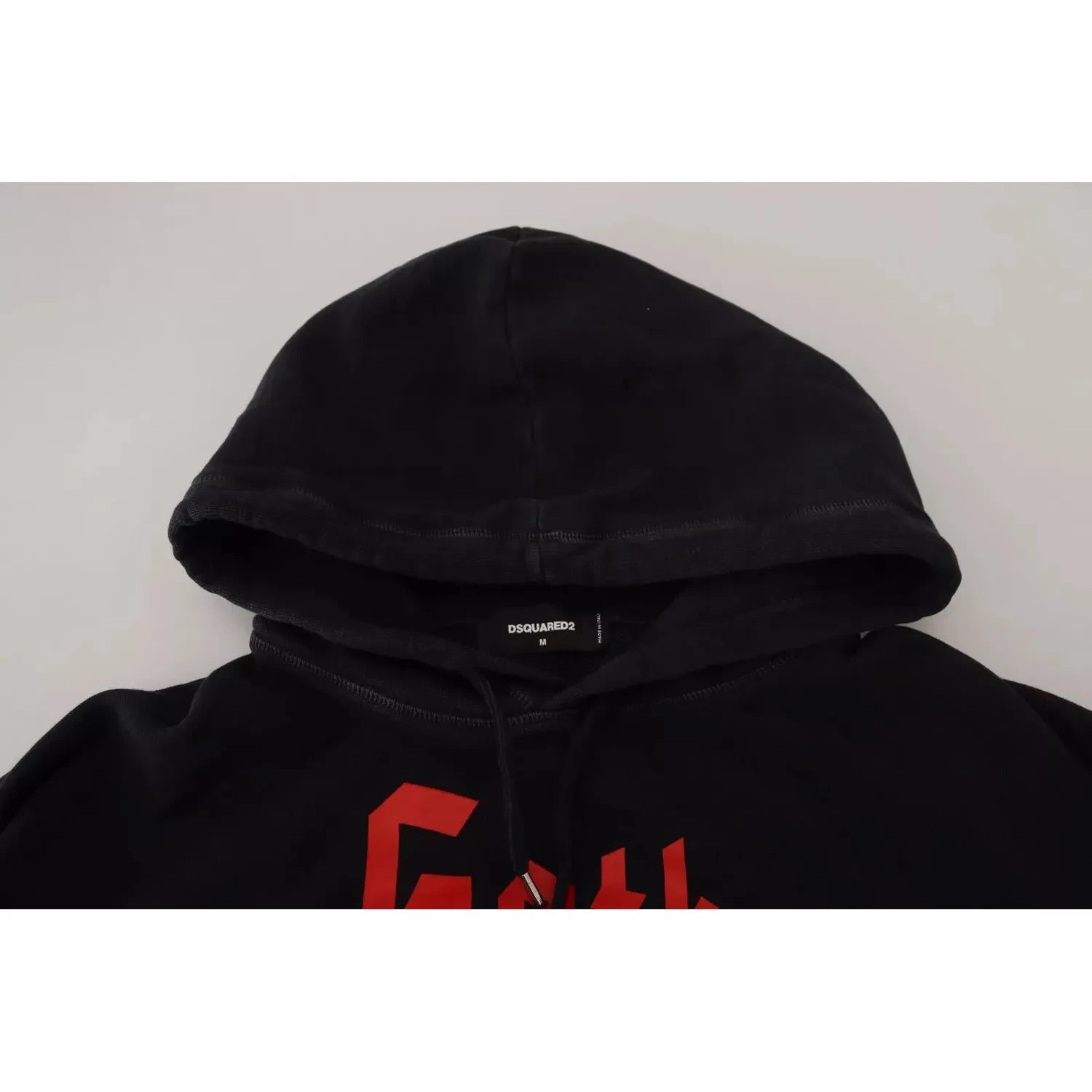 سترة رجالية مطبوعة بغطاء رأس من القطن الأسود من Dsquared²