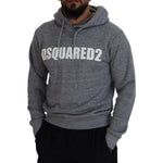 Dsquared² Gray Cotton Hooded Logo Print Men Pullover Sweater TSH83481-48