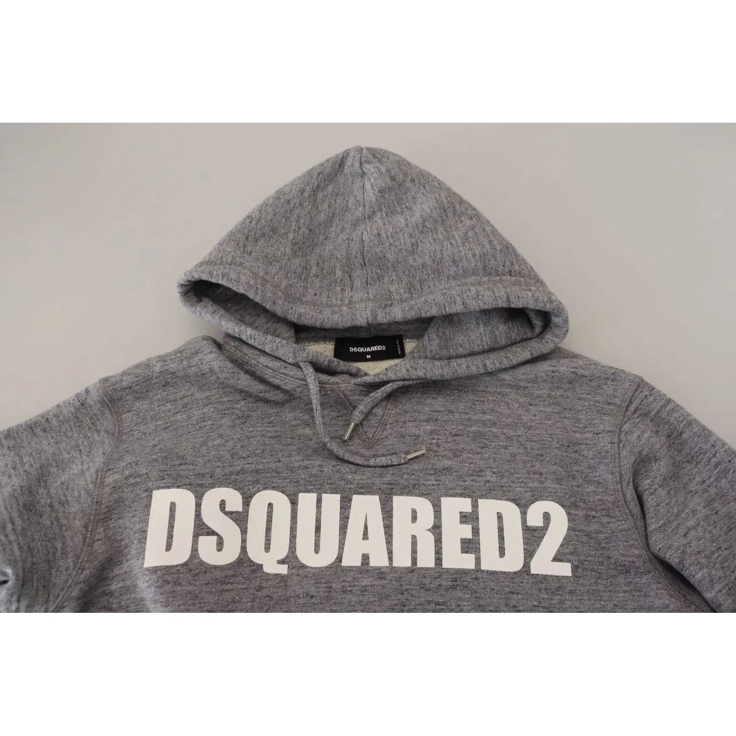 سترة رجالية من القطن الرمادي بغطاء رأس وطبعة شعار من Dsquared²