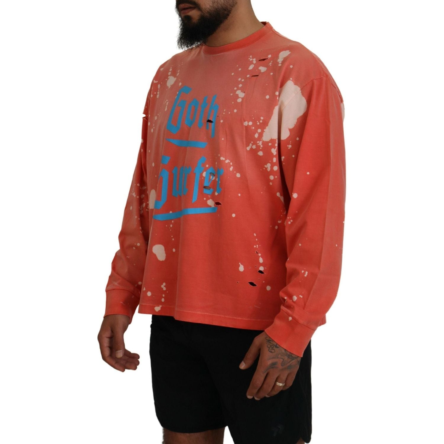 سترة صوفية بأكمام طويلة مطبوعة باللون البرتقالي من Dsquared²