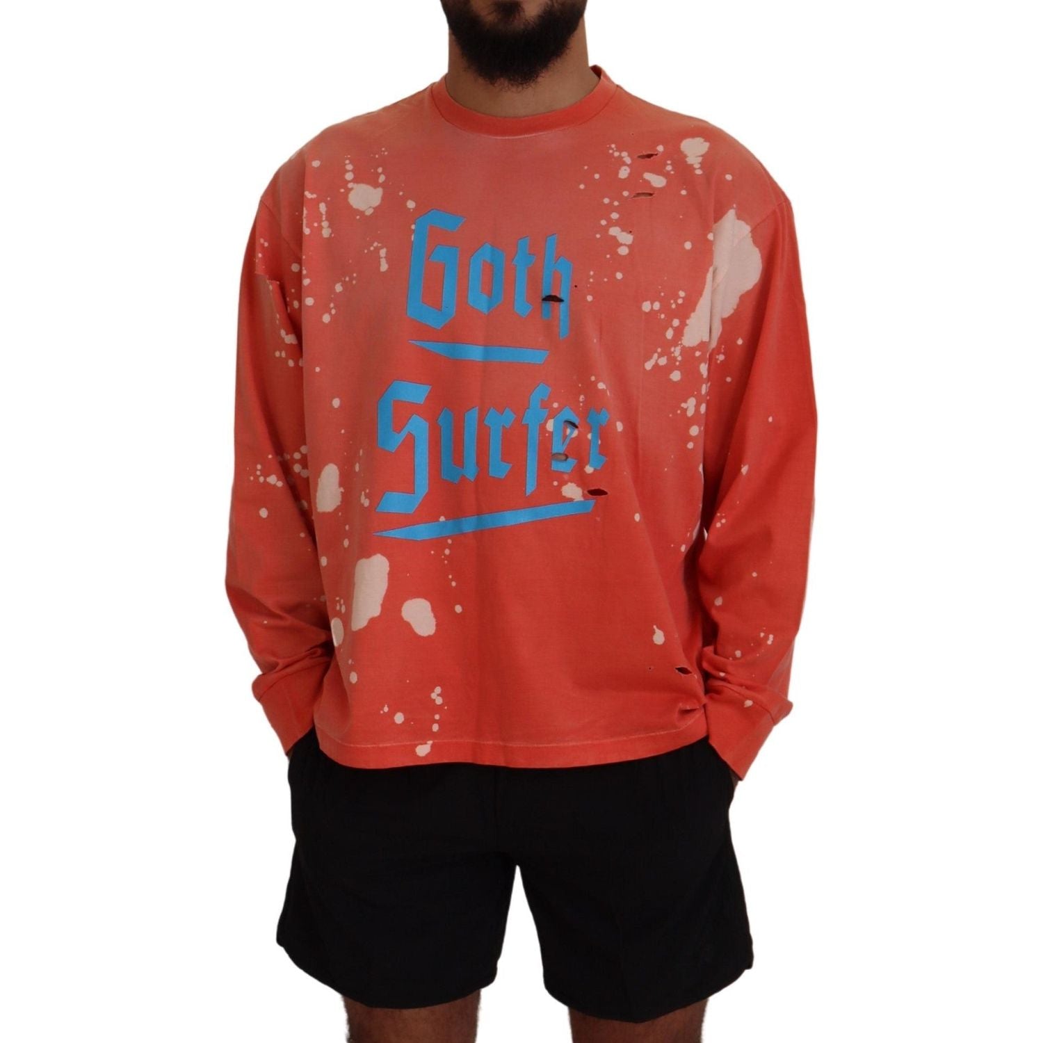 سترة صوفية بأكمام طويلة مطبوعة باللون البرتقالي من Dsquared²