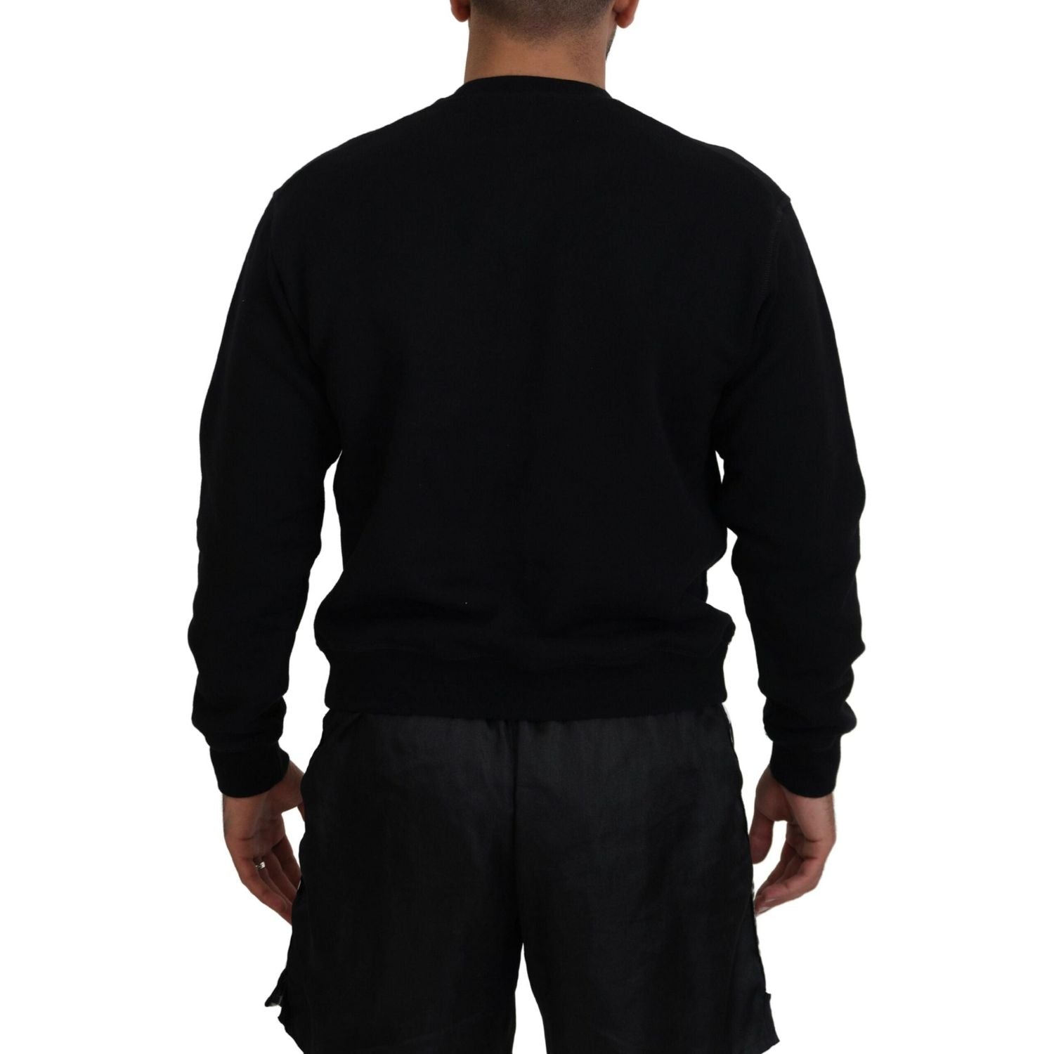 سترة صوفية بأكمام طويلة مطبوعة من القطن الأسود من Dsquared²