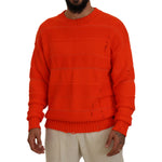 Dsquared² Orange Cotton Long Sleeves Men Pullover Sweater Dsquared² Firebrick