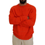 Dsquared² Orange Cotton Long Sleeves Men Pullover Sweater Dsquared² Firebrick
