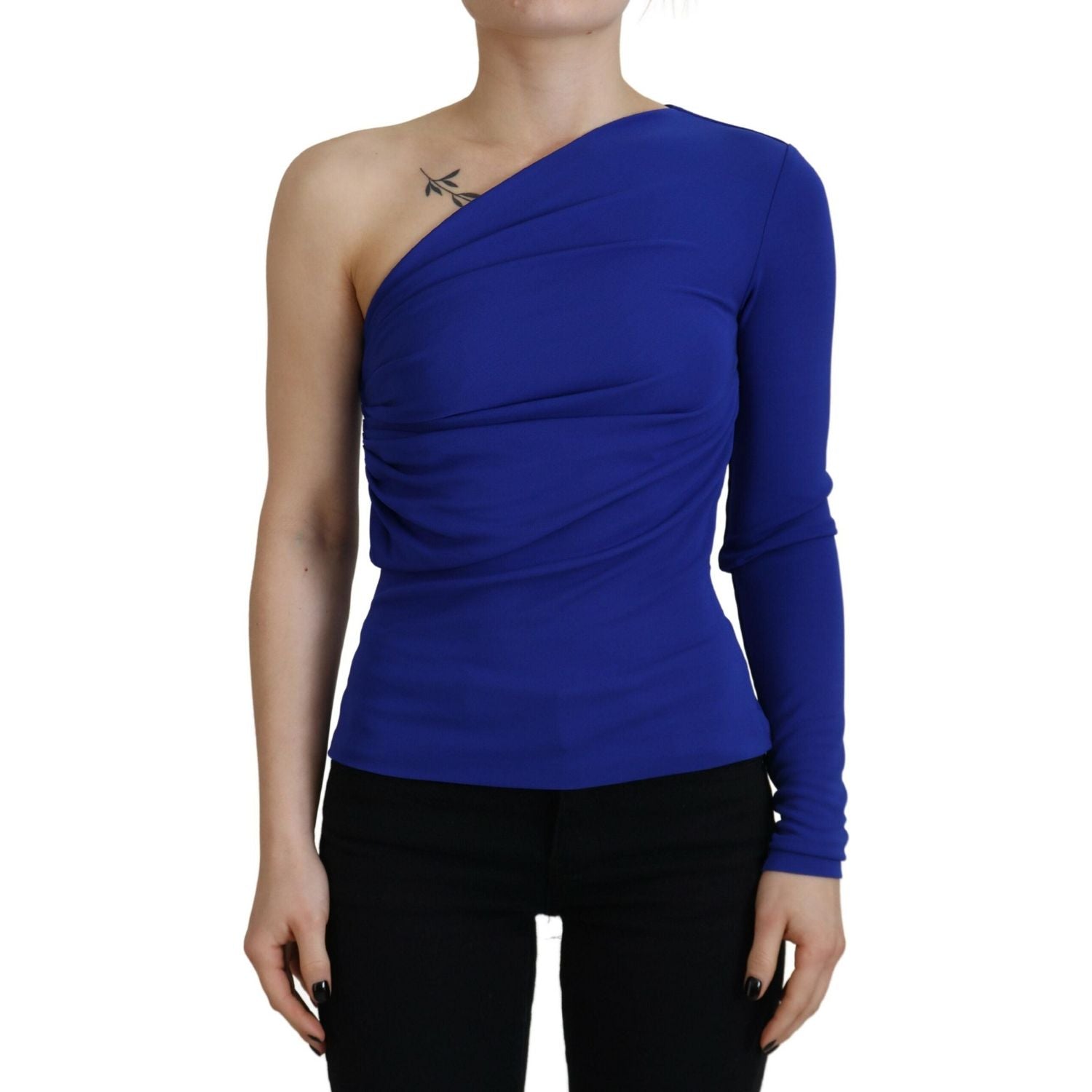 بلوزة Dsquared² Slim Fit من الفيسكوز باللون الأزرق بكتف واحد