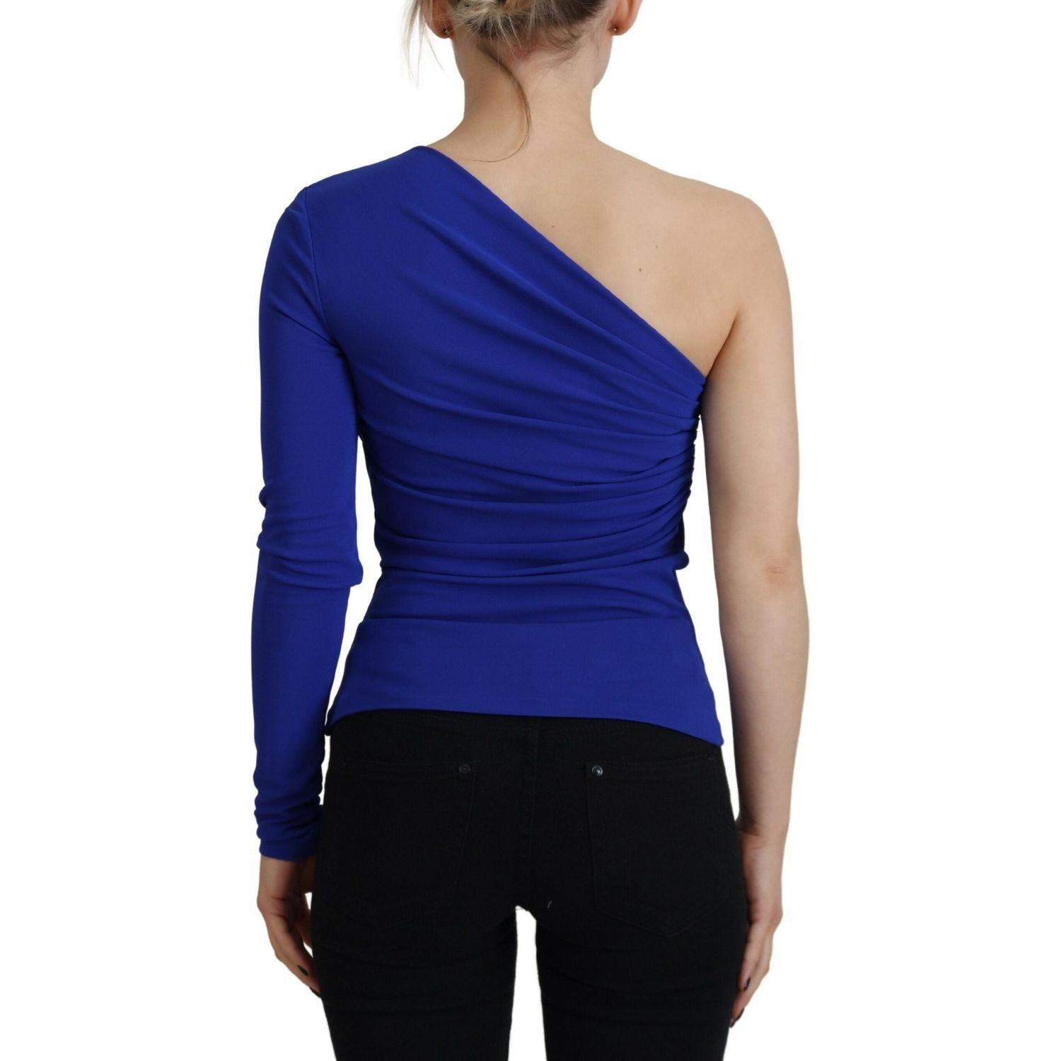 بلوزة Dsquared² Slim Fit من الفيسكوز باللون الأزرق بكتف واحد