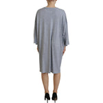 Dsquared² Gray Crystal Embellished Cotton Long Sleeves Dress DR28833-38