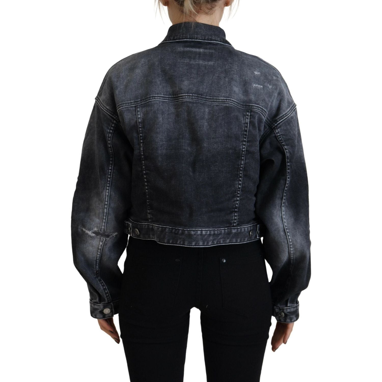 سترة جينز قصيرة من القطن المغسول باللون الرمادي من Dsquared²