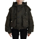 Dsquared² Green Cotton Hooded Cargo Button Jacket Dsquared² Black