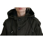Dsquared² Green Cotton Hooded Cargo Button Jacket Dsquared² Black