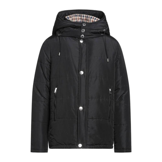 Aquascutum Elegant Black Jacket with Removable Hood AQ-7482-IT46 | S
