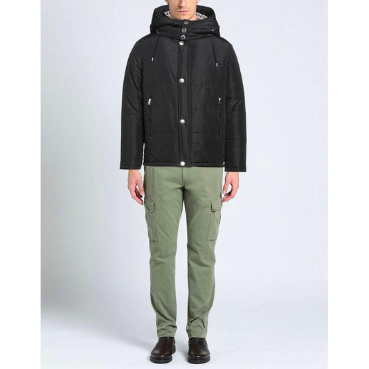 Aquascutum Elegant Black Jacket with Removable Hood AQ-7482-IT46 | S