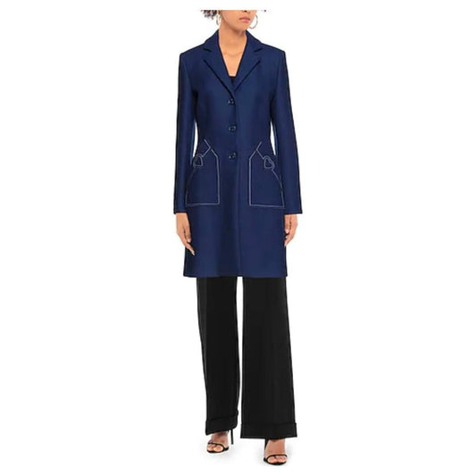 Love Moschino Blue Wool Women Coat LO-6954-IT46 | L