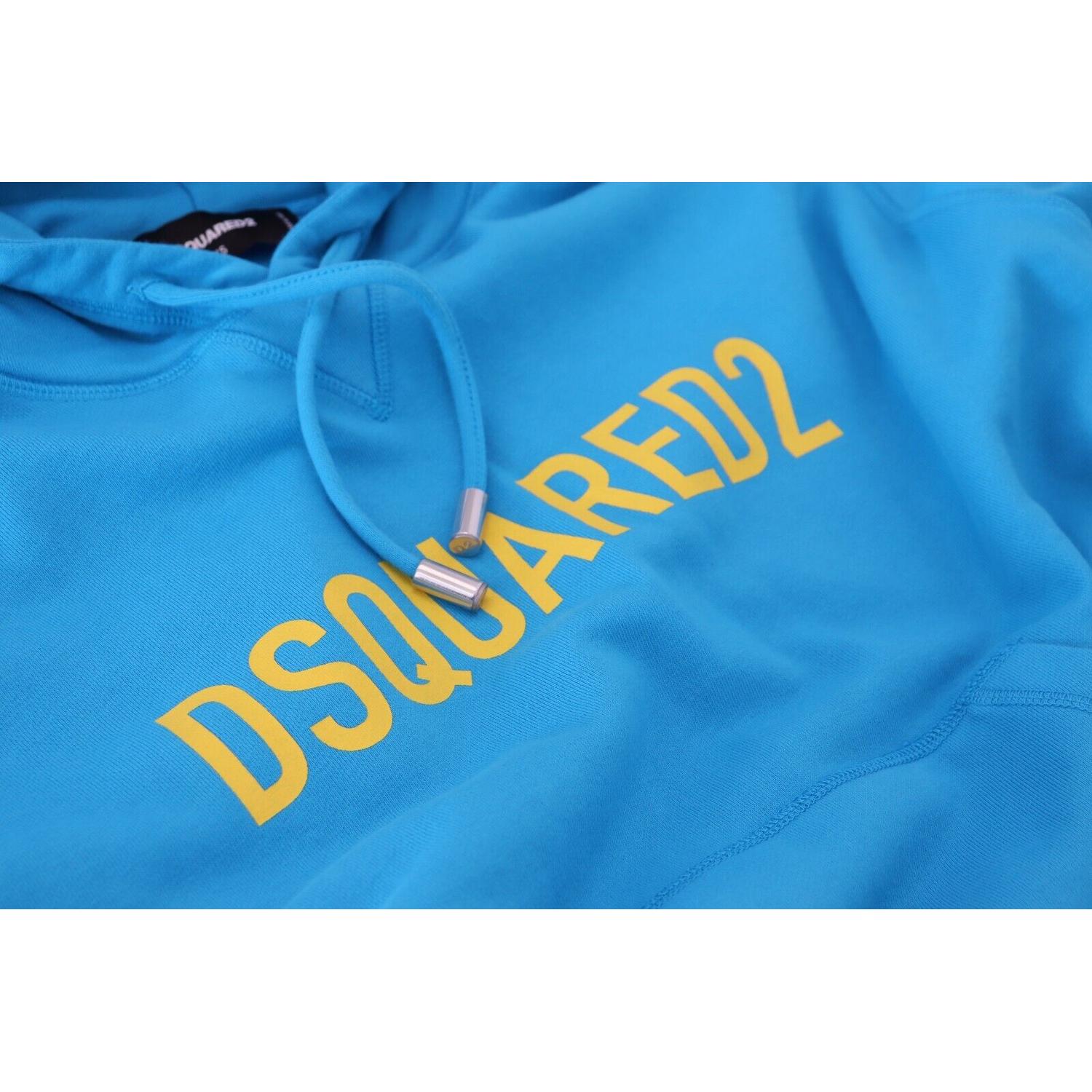 سويت شيرت بغطاء رأس من القطن بطبعة شعار Dsquared² باللون الأزرق