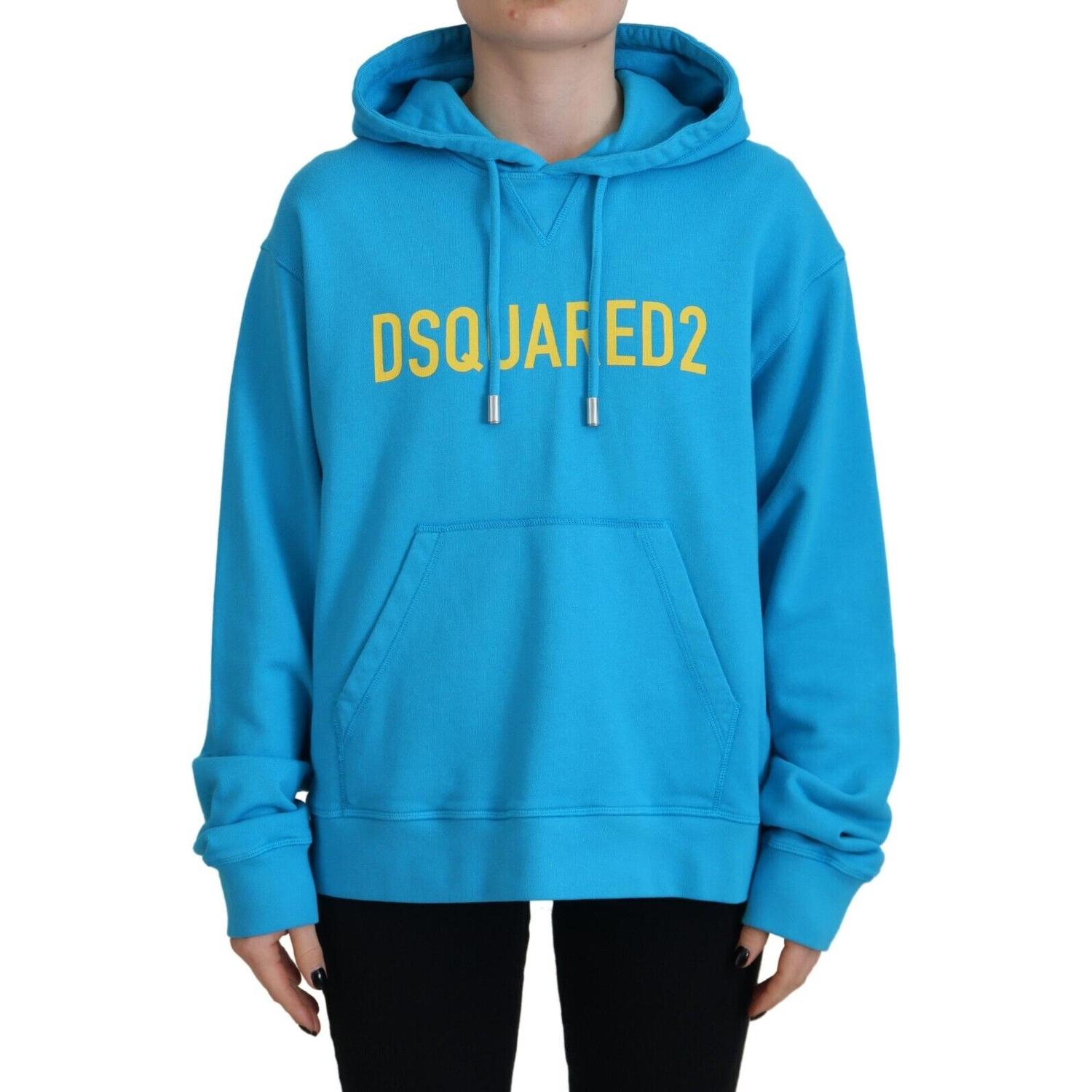 سويت شيرت بغطاء رأس من القطن بطبعة شعار Dsquared² باللون الأزرق