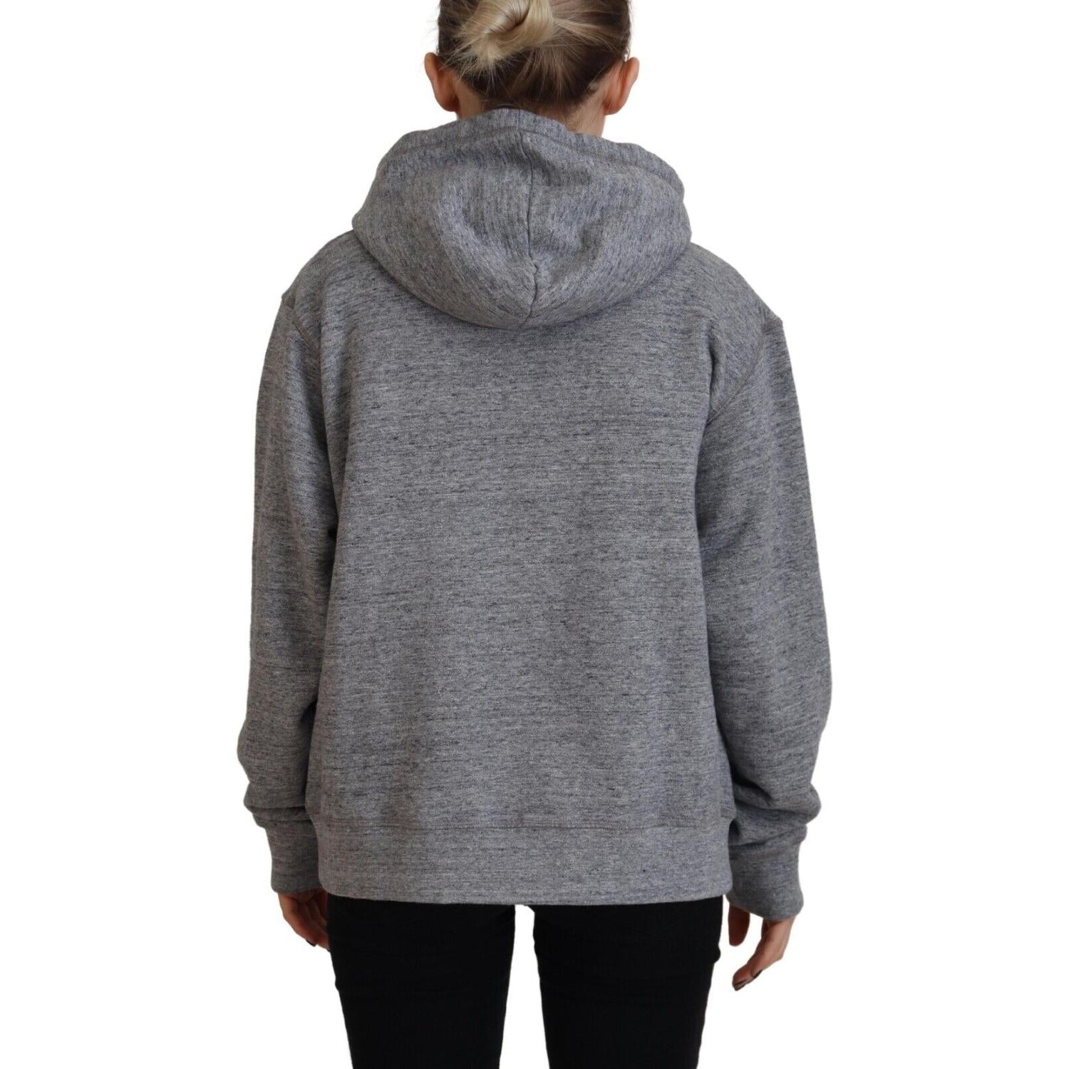 سويت شيرت بغطاء رأس من القطن بطبعة شعار Dsquared² باللون الرمادي