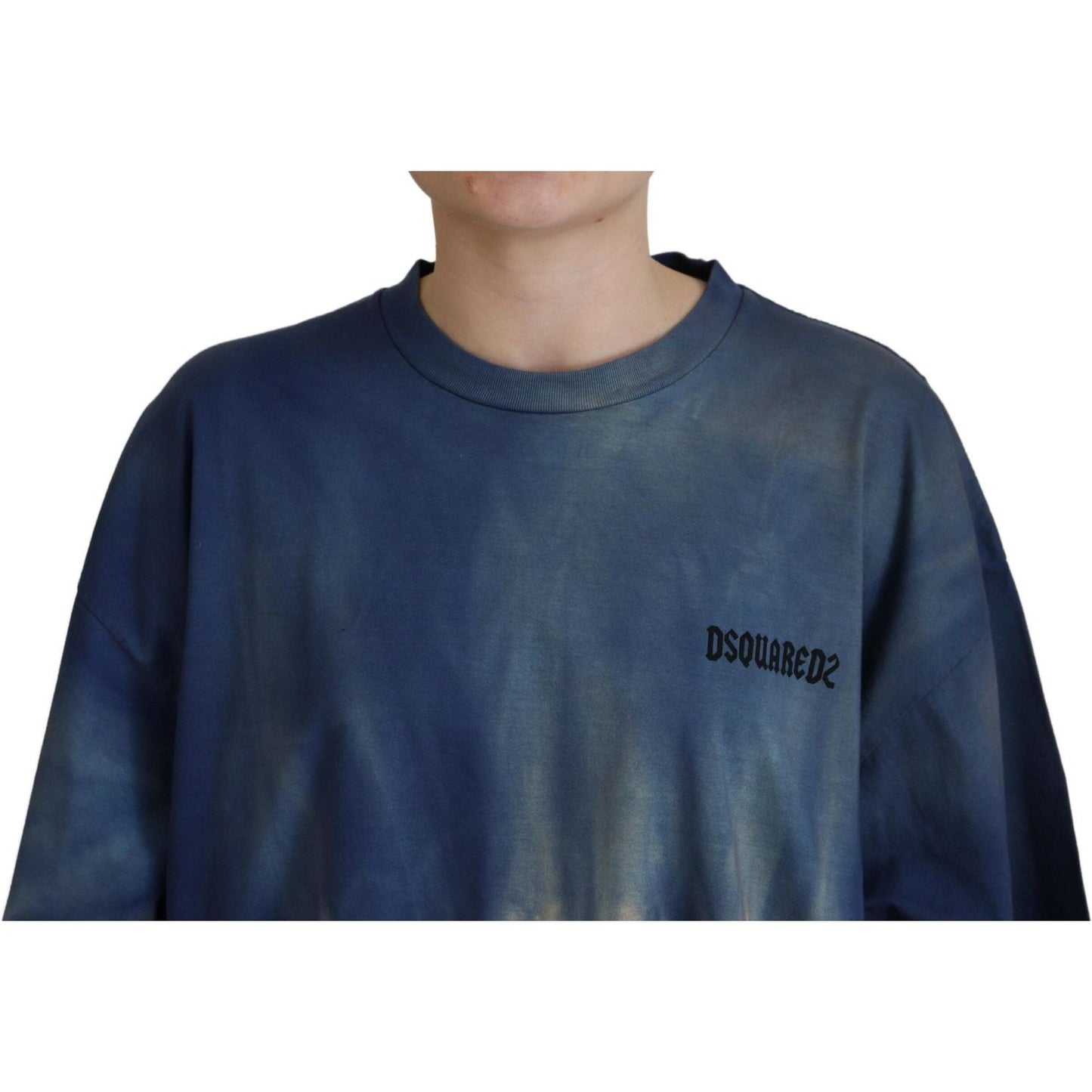 Dsquared² Blue Cotton Tie Dye Short Sleeves Lace T-shirt TSH83392-38