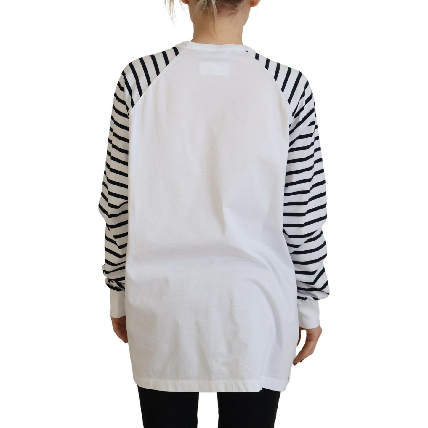 Dsquared² White Cotton Striped Crew Neck Short Sleeve Sweater TSH83408-38