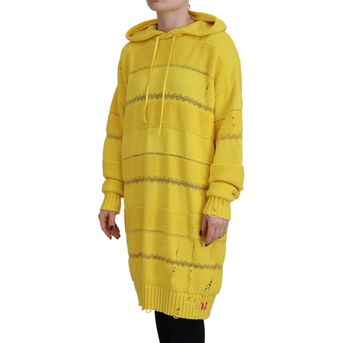 Dsquared² Yellow Cotton Knitted Hooded Pullover Sweater TSH83461-38