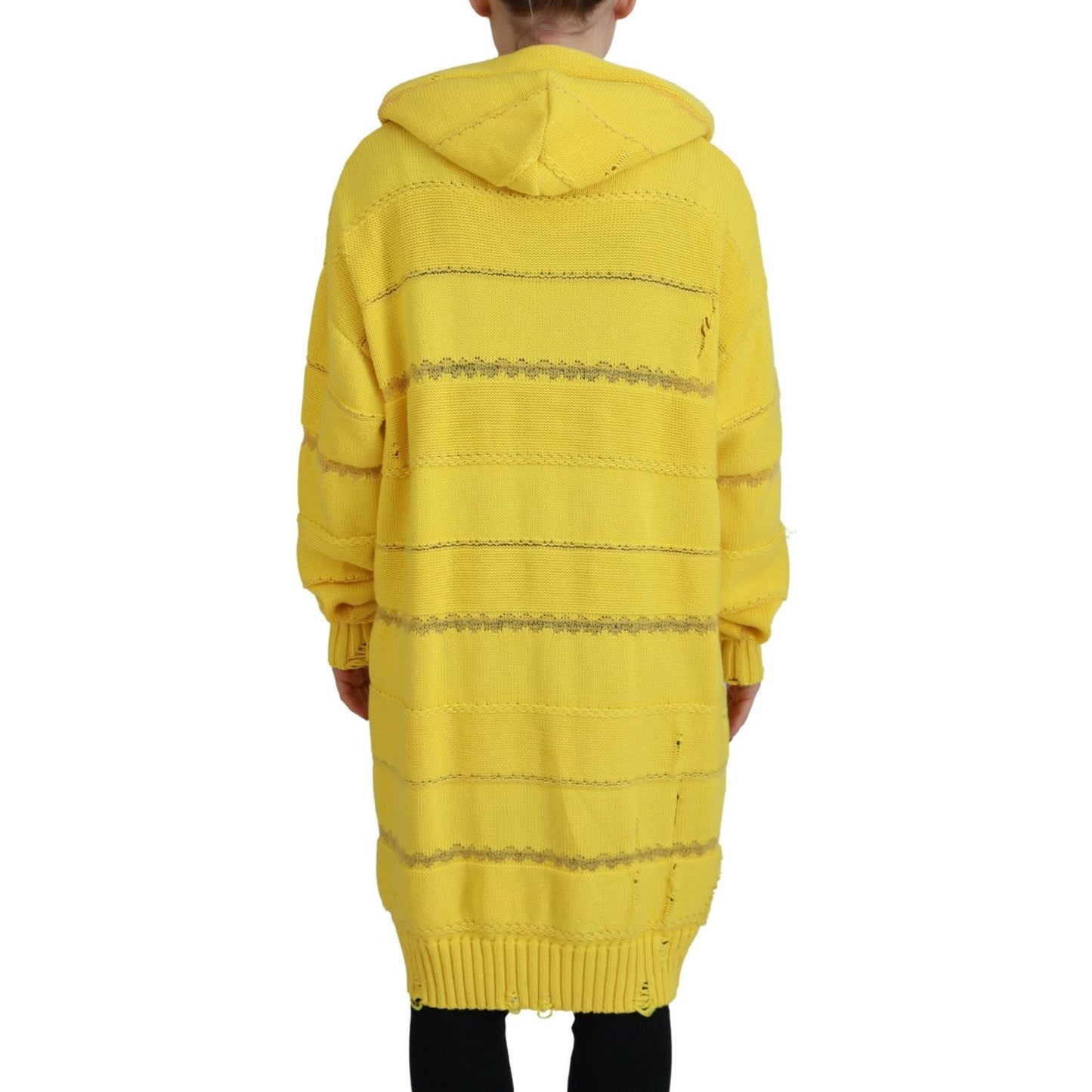 Dsquared² Yellow Cotton Knitted Hooded Pullover Sweater TSH83461-38