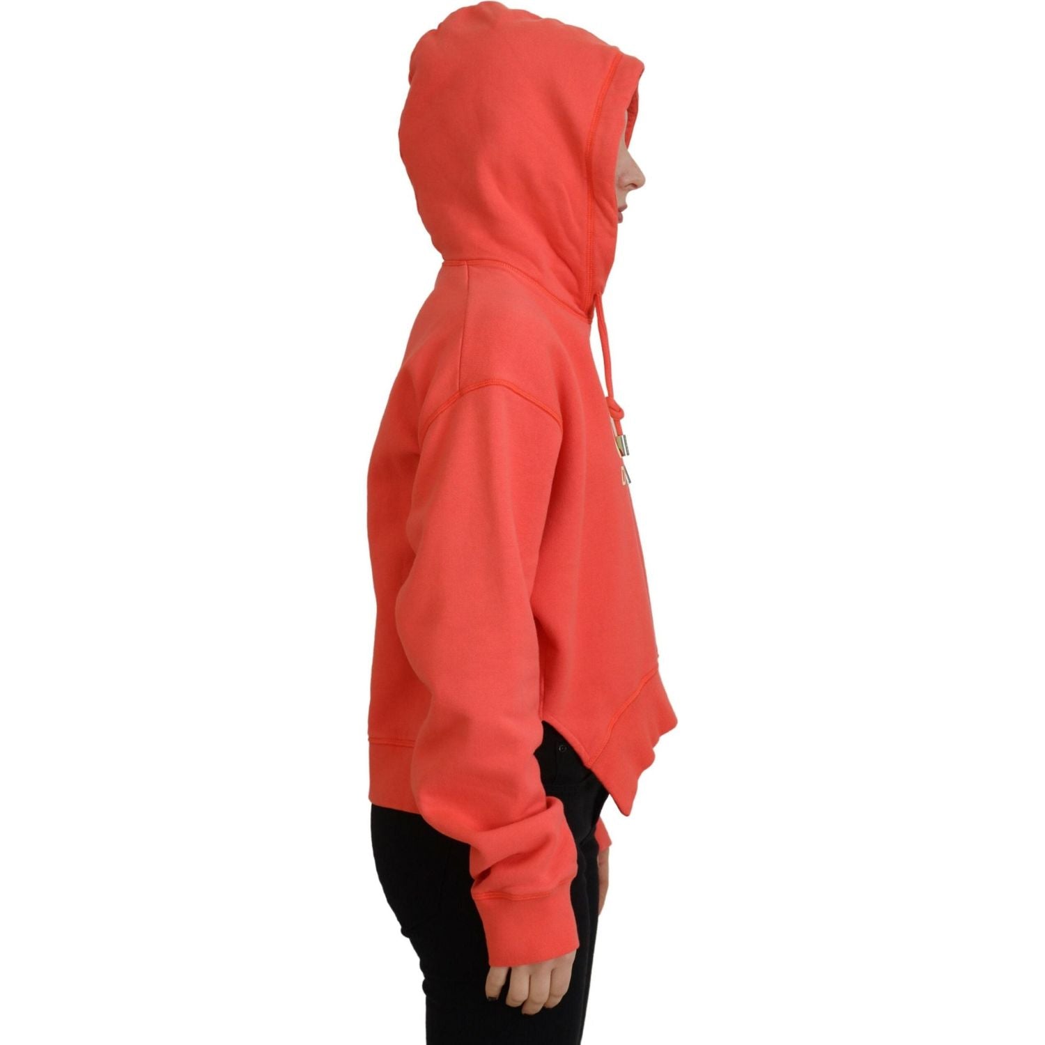 سويت شيرت بغطاء رأس من القطن مطبوع عليه شعار Dsquared² باللون الوردي