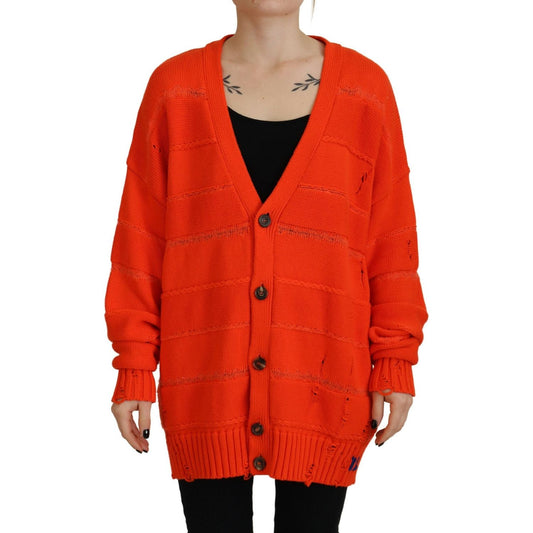 Dsquared² Orange Cotton Knitted Buttoned Cardigan Sweater TSH83468-38