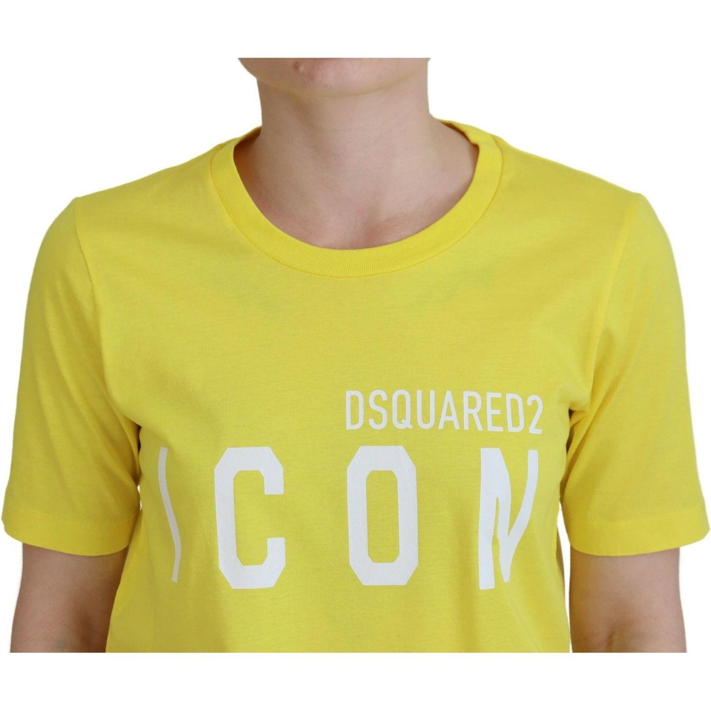 Dsquared² Yellow CottonShiny Icon Renny Dress Crewneck T-shirt TSH83390-38