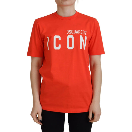Dsquared² Orange Cotton Shiny Icon East Tee Crewneck T-shirt TSH83404-38