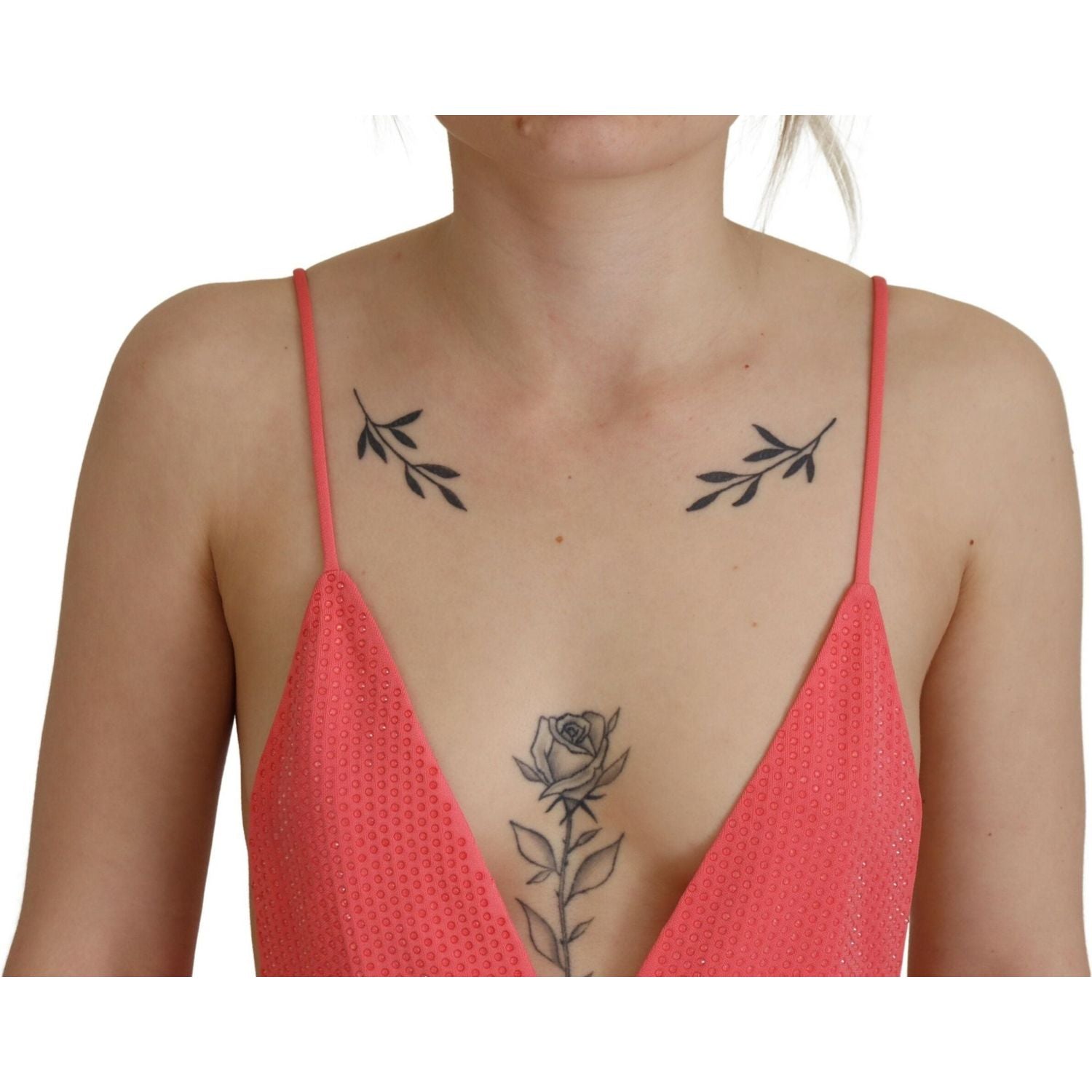 بلوزة Dsquared² وردية اللون بدون أكمام وحمالات رفيعة وفتحة رقبة على شكل حرف V