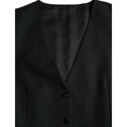 Dolce & Gabbana Black Wool Waistcoat Dress Formal Vest