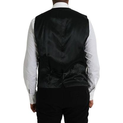 Dolce & Gabbana Black Wool Waistcoat Dress Formal Vest