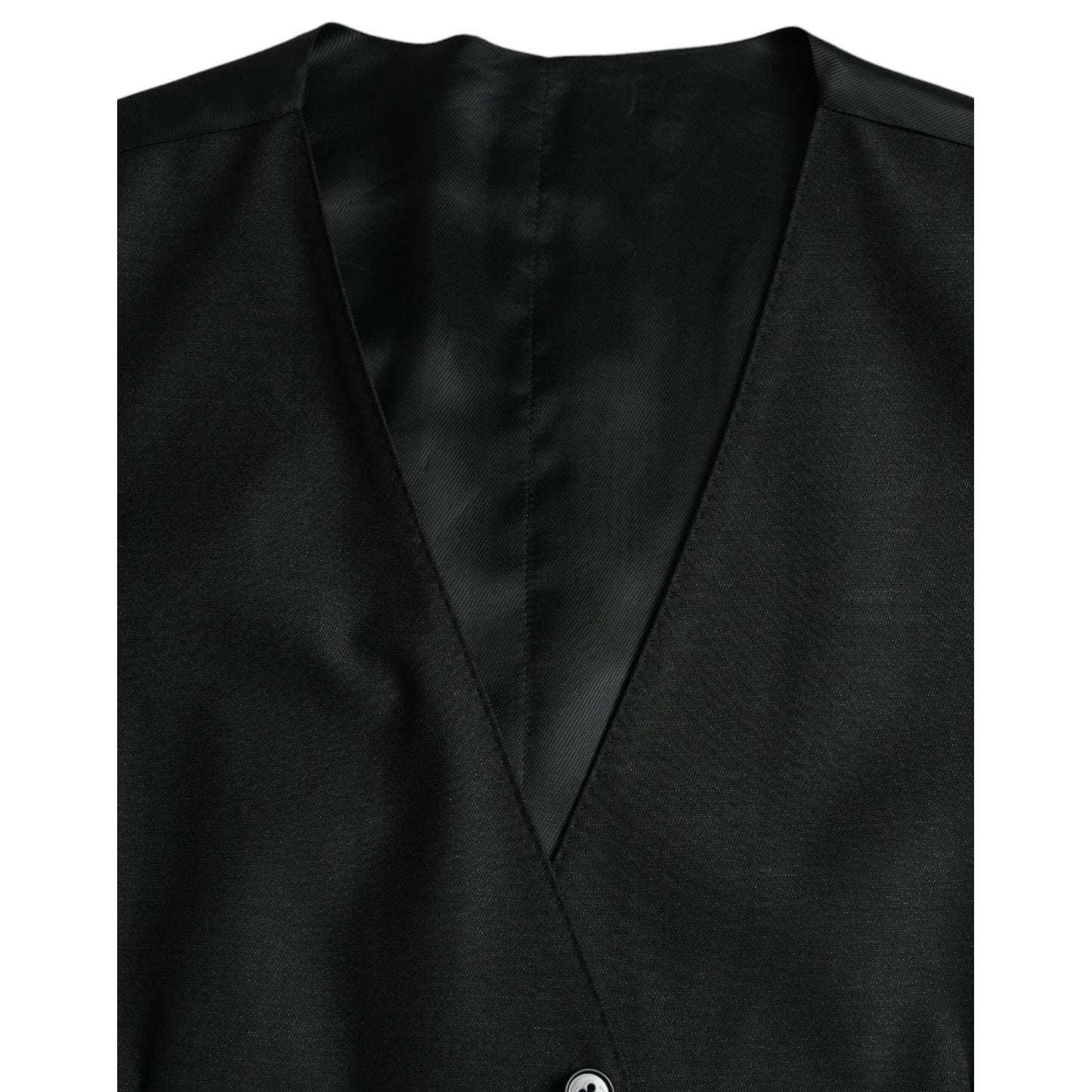 Dolce & Gabbana Black Wool Waistcoat Dress Formal Vest