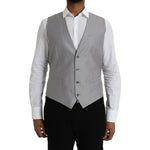 Dolce & Gabbana Light Gray Wool Formal Dress Waistcoat Vest TSH851992-52