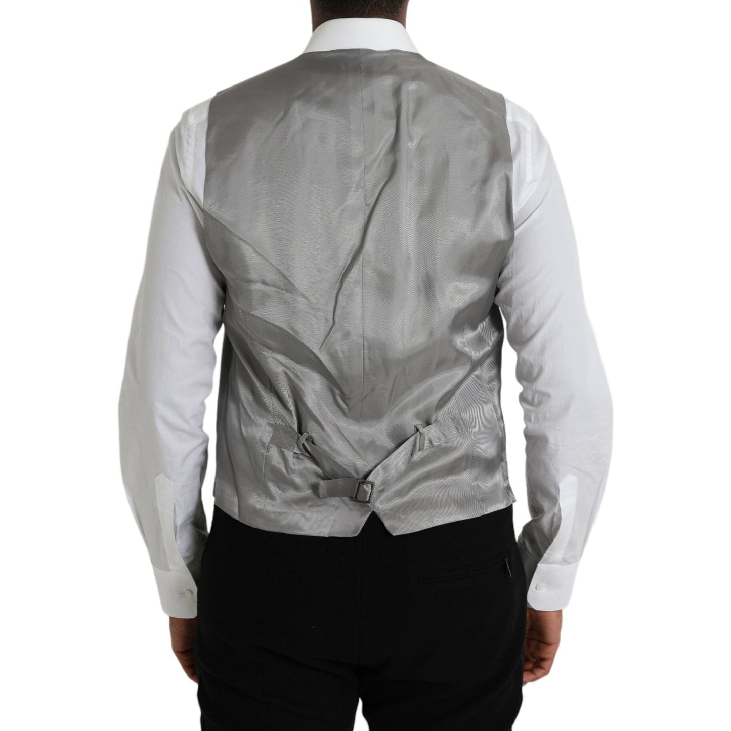 Dolce & Gabbana Light Gray Wool Formal Dress Waistcoat Vest TSH851992-52