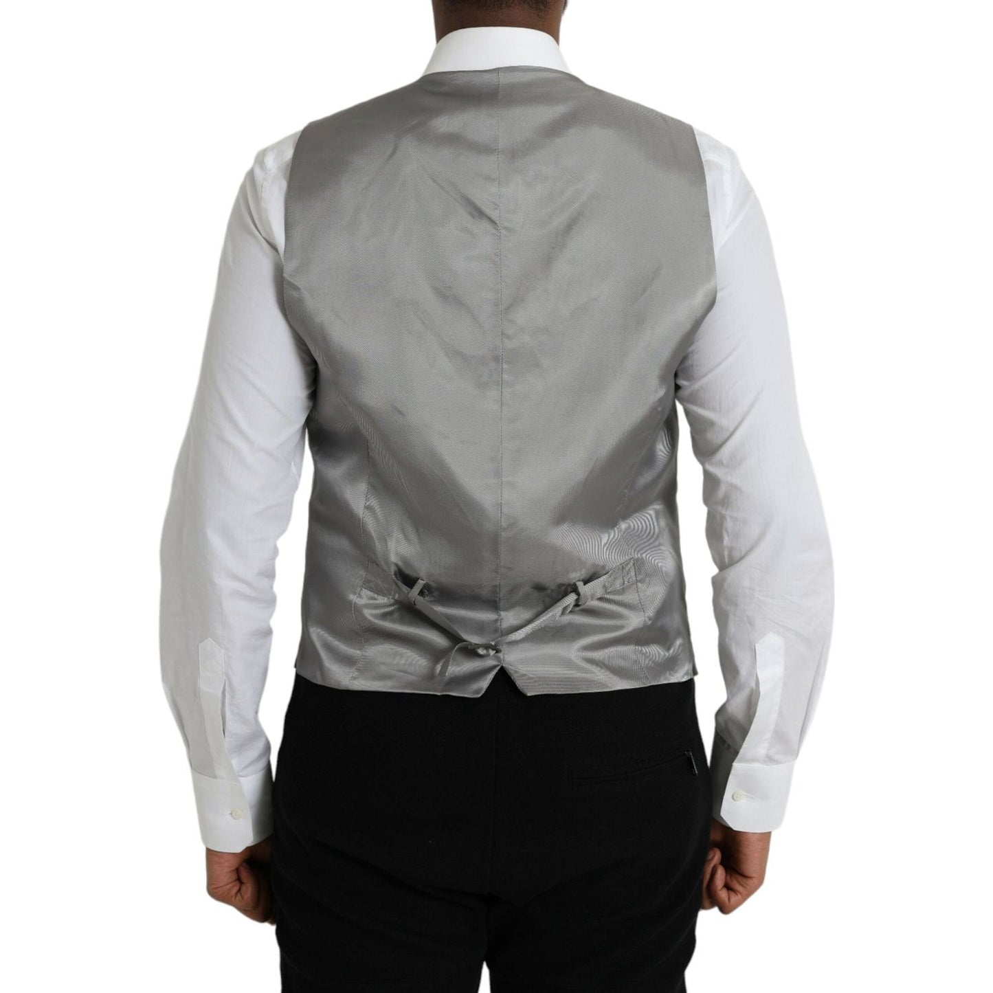 Dolce & Gabbana Light Gray Wool Formal Dress Waistcoat Vest TSH851992-52