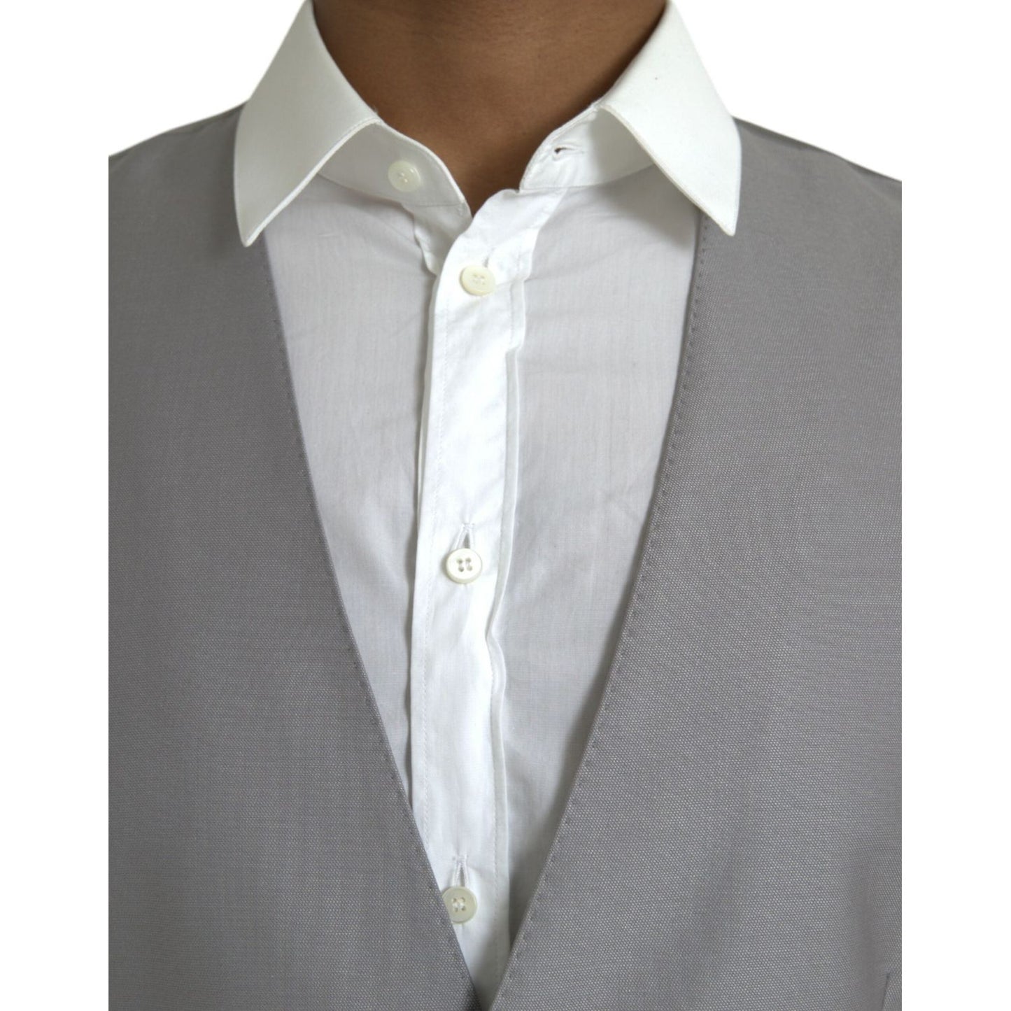 Dolce & Gabbana Light Gray Wool Formal Dress Waistcoat Vest TSH851992-52