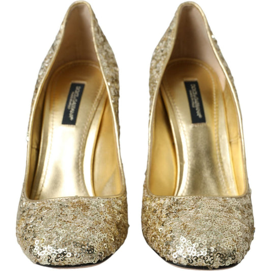 Dolce & Gabbana Dolce & Gabbana Gold Sequin Crystal Heels Pumps Shoes LA10867-40 1728,67345645728,Dolce & Gabbana,EU37.5/US7,EU38.5/US8,EU39.5/US9,EU39/US8.5,EU40/US9.5,Gold,Material: 80% Polyester 20% Leather,New with tags,Pumps - Women - Shoes,Shoes,Wom