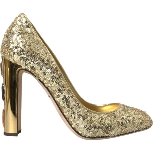 Dolce & Gabbana Dolce & Gabbana Gold Sequin Crystal Heels Pumps Shoes LA10867-40 1728,67345645728,Dolce & Gabbana,EU37.5/US7,EU38.5/US8,EU39.5/US9,EU39/US8.5,EU40/US9.5,Gold,Material: 80% Polyester 20% Leather,New with tags,Pumps - Women - Shoes,Shoes,Wom