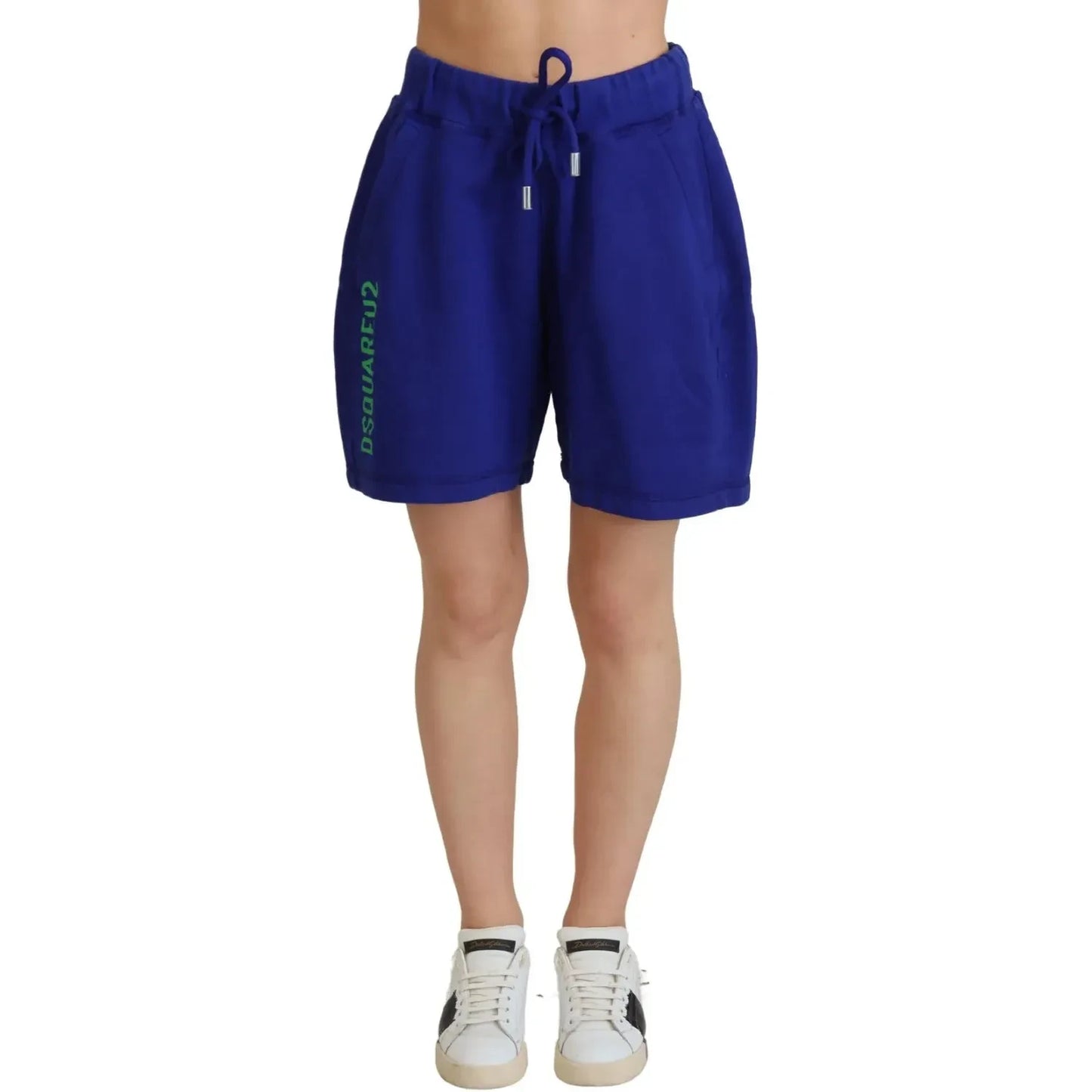 Dsquared² Blue Logo Cotton High Waist Sweatshorts Shorts PAN74532