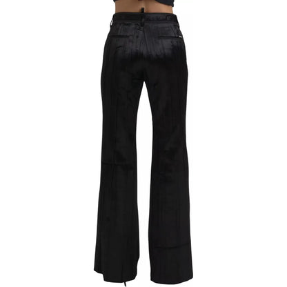 Dsquared² Black Viscose Super Flare High Waist Pants