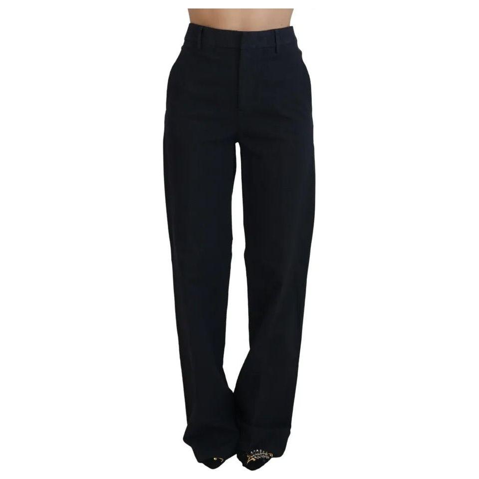 بنطلون مستقيم من Dsquared² أسود منقوش بخصر مرتفع