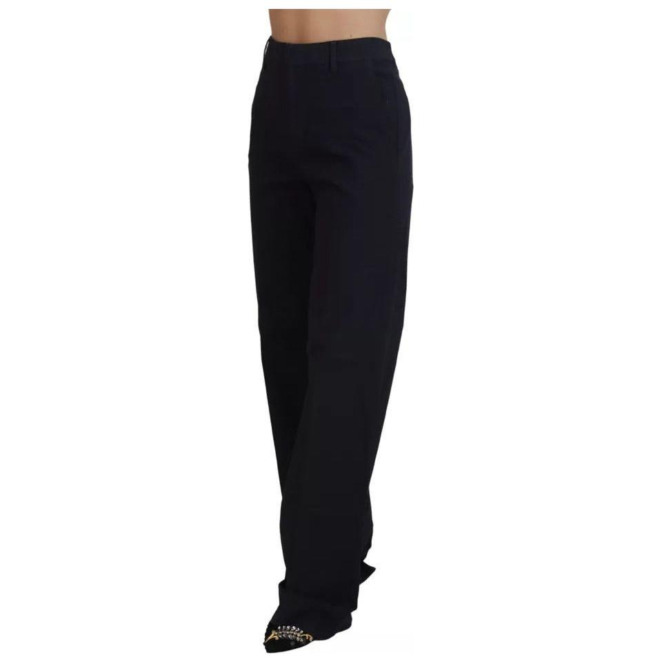 بنطلون مستقيم من Dsquared² أسود منقوش بخصر مرتفع