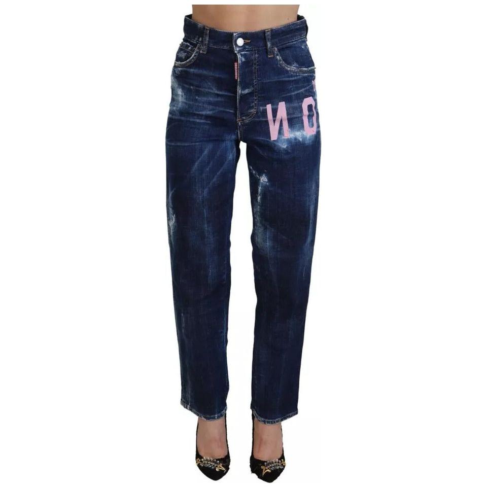 بنطلون جينز بوسطن مستقيم الخصر من Dsquared² Blue Icon
