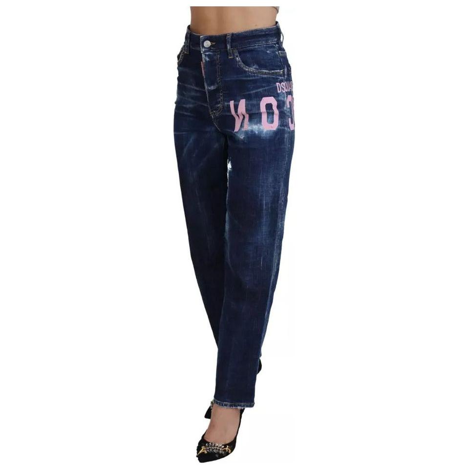 بنطلون جينز بوسطن مستقيم الخصر من Dsquared² Blue Icon